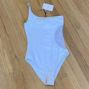 BALMAIN***Simple & Elegant White One-Shoulder Swimsuit***US 4 $385 NWT